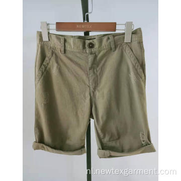 kaki twill scratch turn-up zoom herenshort